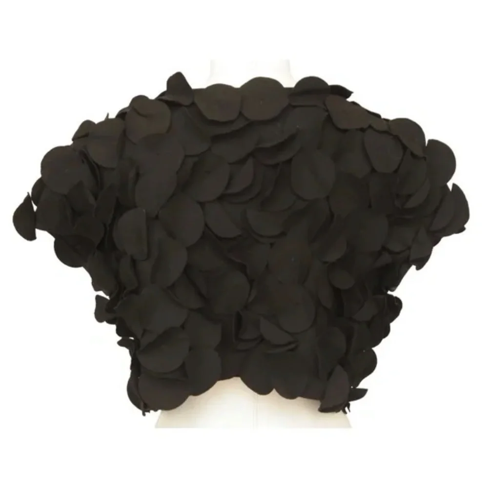 JOSIE NATORI Black Vest Cape Cardigan Front Hook Sz M - Picture 7 of 8